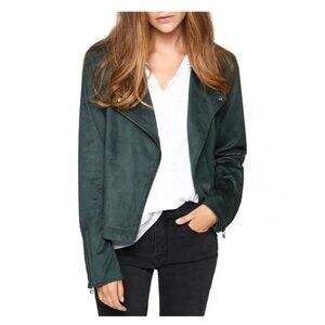 SANCTUARY Faux Suede Moto Jacket Women's Large Hunter Green Biker Chic